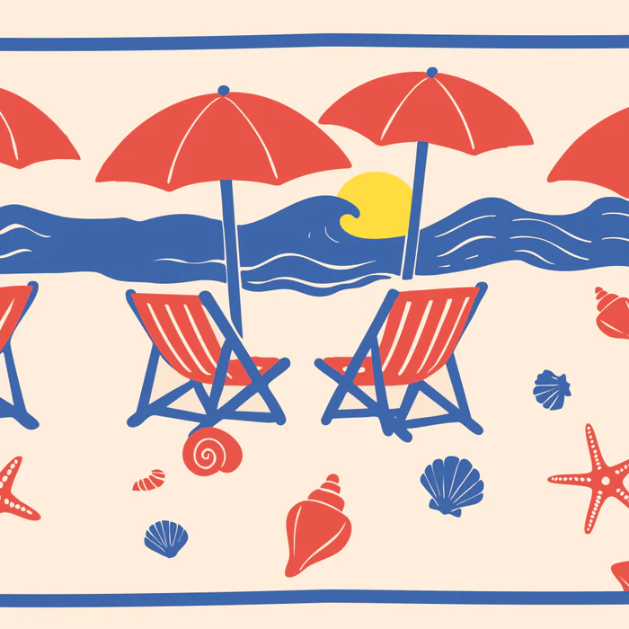 Beach Scene with Setting Sun