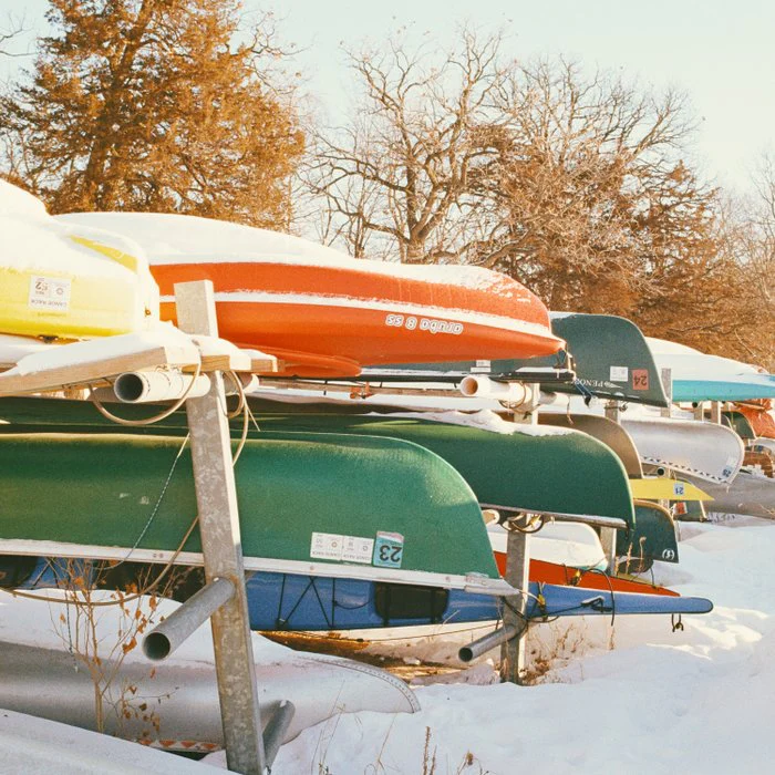 Canoes in Winter - 35mm Film Photography