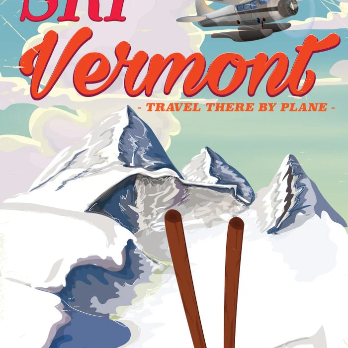 Vermont vintage ski travel poster