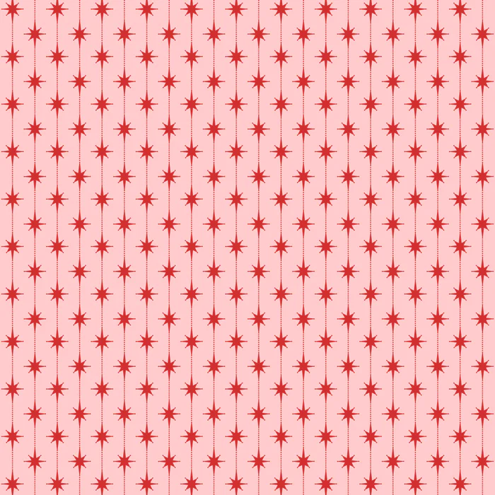 Mid Century Modern Atomic Stars and Dots Pattern in Retro Christmas Pink and Red
