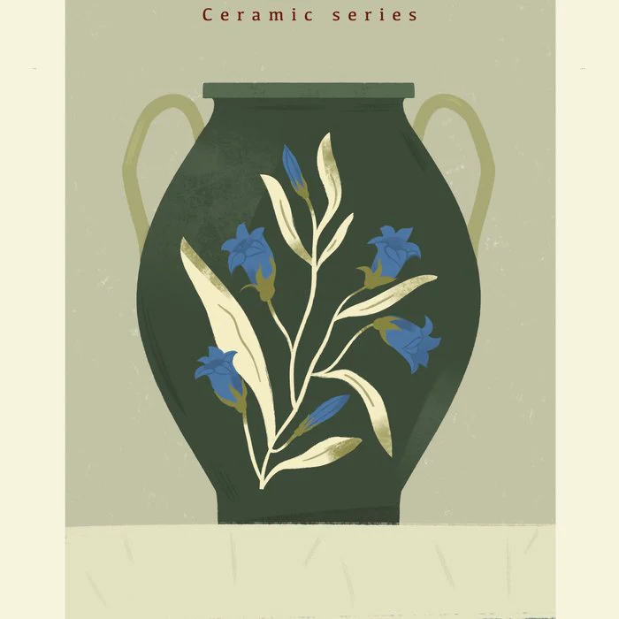 Green Vase with floral ornament