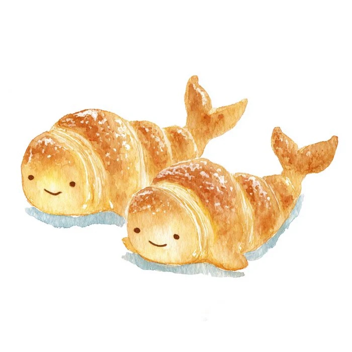 Croissant Whales - Cute Food Animal