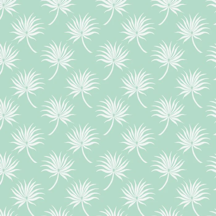 Minimalist fan palm leaf - mint and white