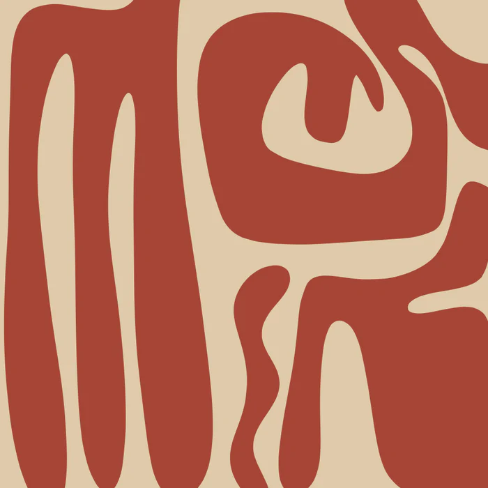 Mid Century Modern Abstract Kwaito Pattern in Rust and Beige