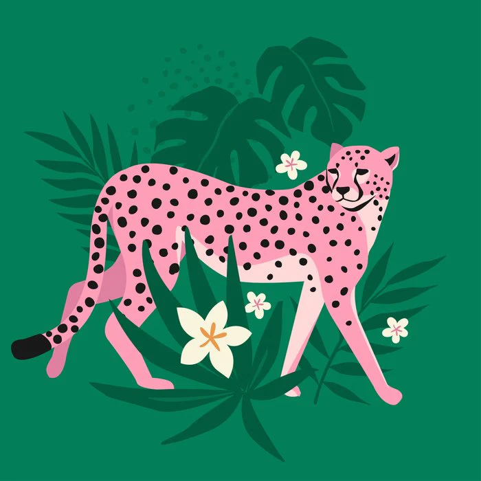 Cheetahs in tropical forest