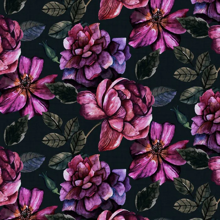 Dark Botanical Rose Garden