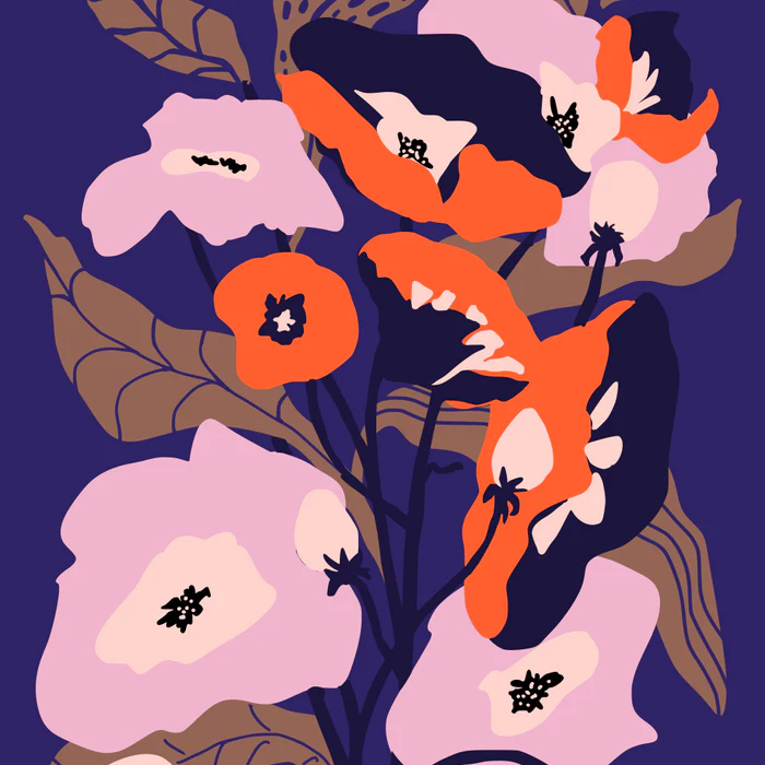 Sunset orange Floral still life