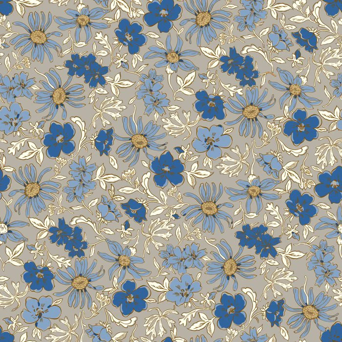 Vintage pattern with small blue flowers