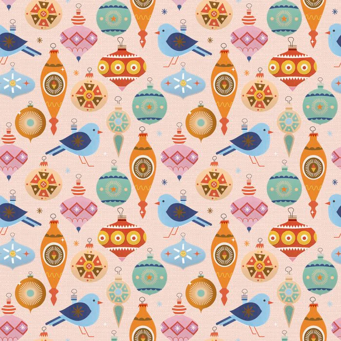 Warm And Joyful Retro Christmas Ornaments Pattern