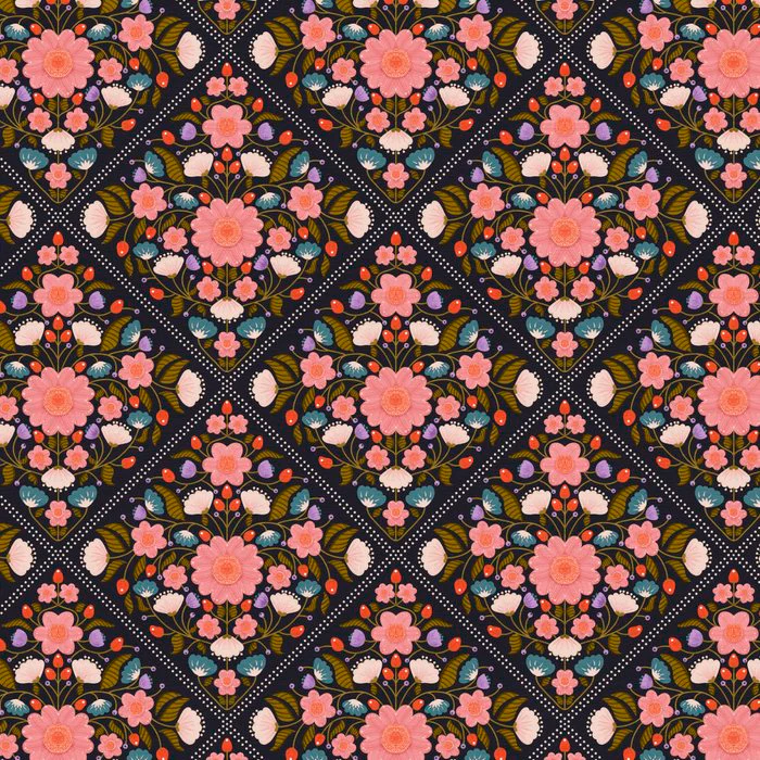 Maximalist Botanical Garden - Vibrant Floral Pattern Art