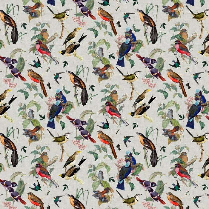 Botanic Retreat  - Vintage Bird and Botanical Pattern