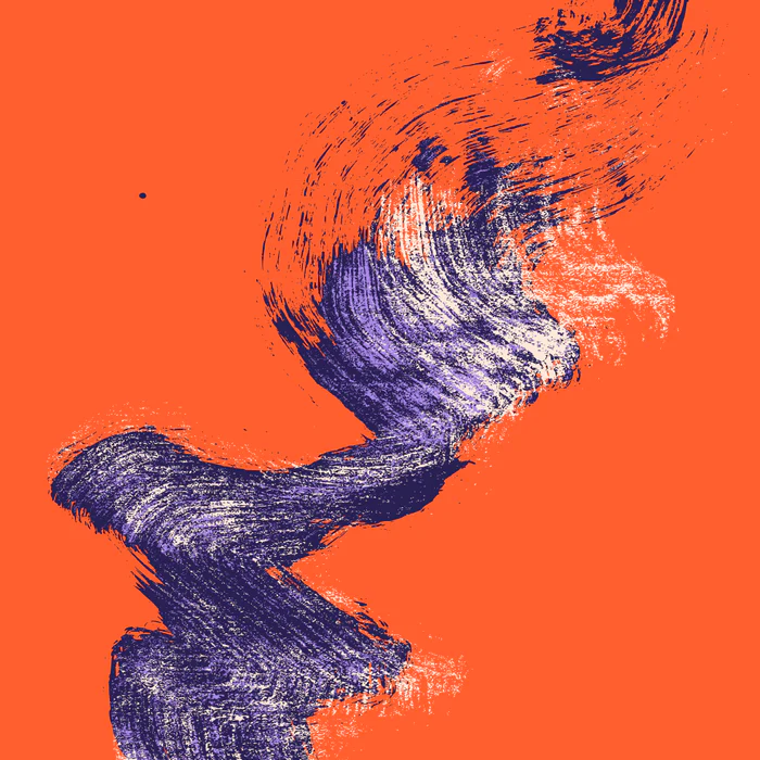 Sunset in motion in energetic orange and midnight blue