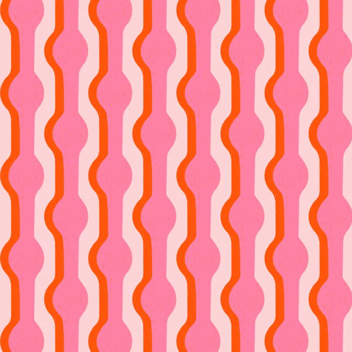 Pink and Orange Bold Stripes Vintage Shapes