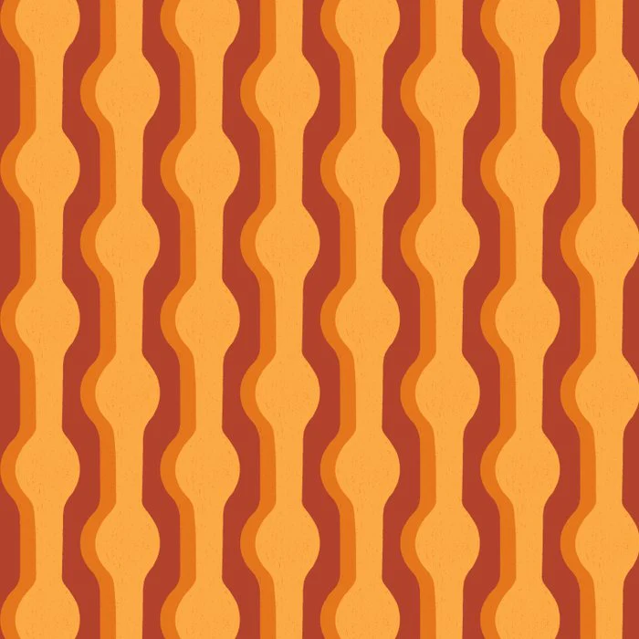 Groovy Retro Stripes in Orange Mid Century Modern Shapes