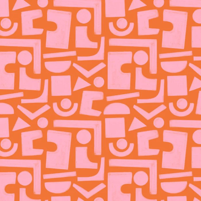 Modern Abstract Shapes Pink and Orange