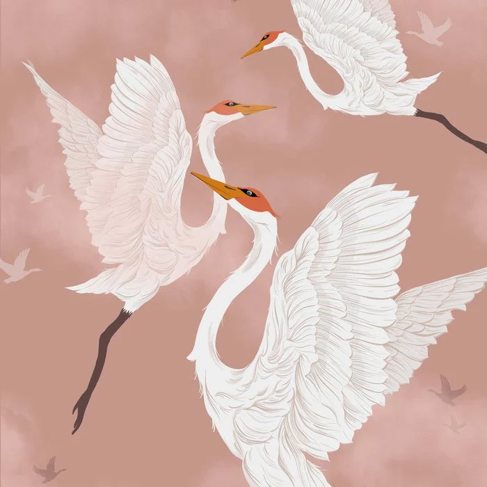 Flying Cranes Amongst Clouds