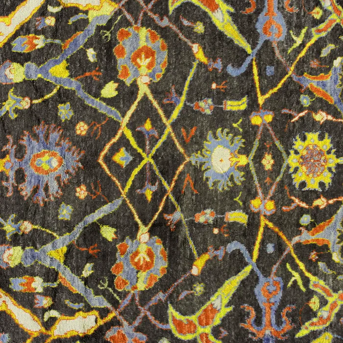 Colorful Oriental Floral Pattern on Dark Background