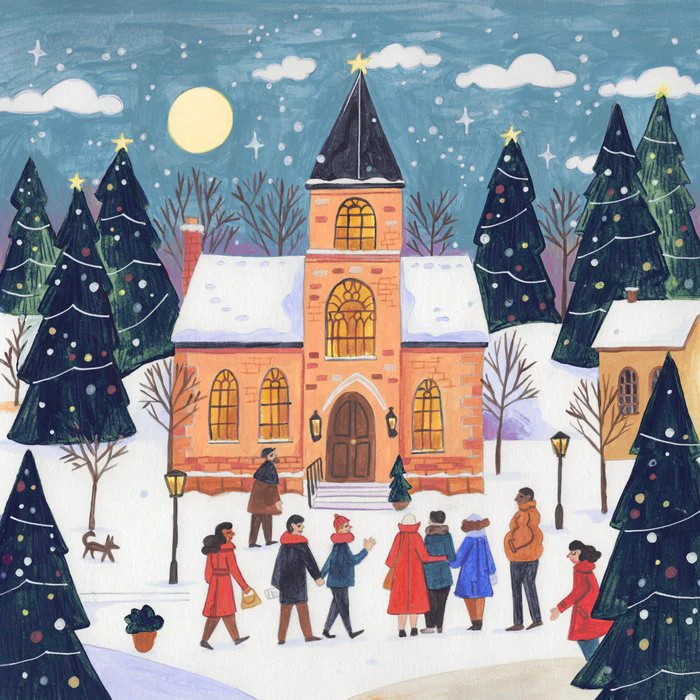 Winter evening at the church