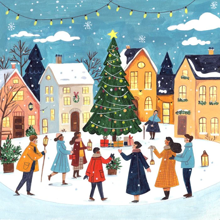 Christmas village in bright colours