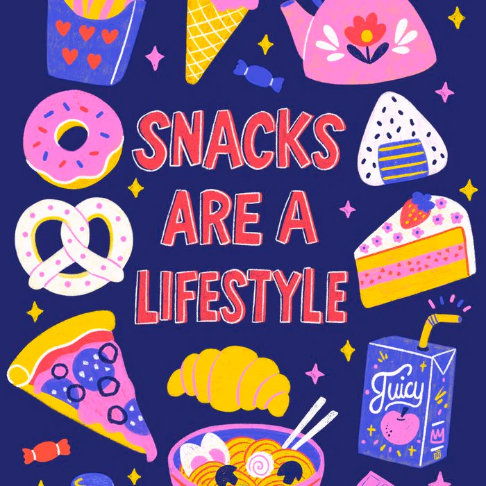 Snacks Are a Lifestyle Food Illustration Dark Version