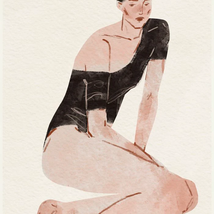 Watercolor portrait of a girl