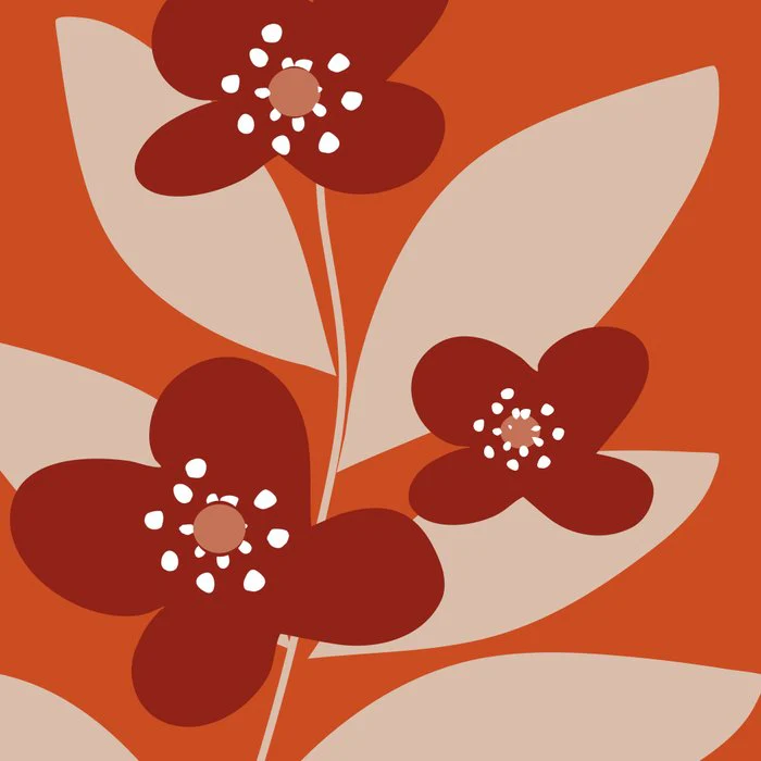 Minimal flower branch on dark terracotta