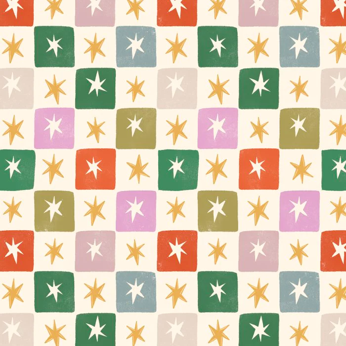 Retro Christmas Star Block Pattern