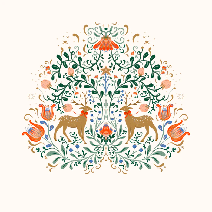 Whimsical Woodland Botanical Seamless Design with Vintage Charm