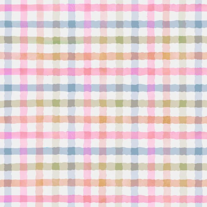 Soft Hand-Painted Pastel Gingham Plaid Checkered