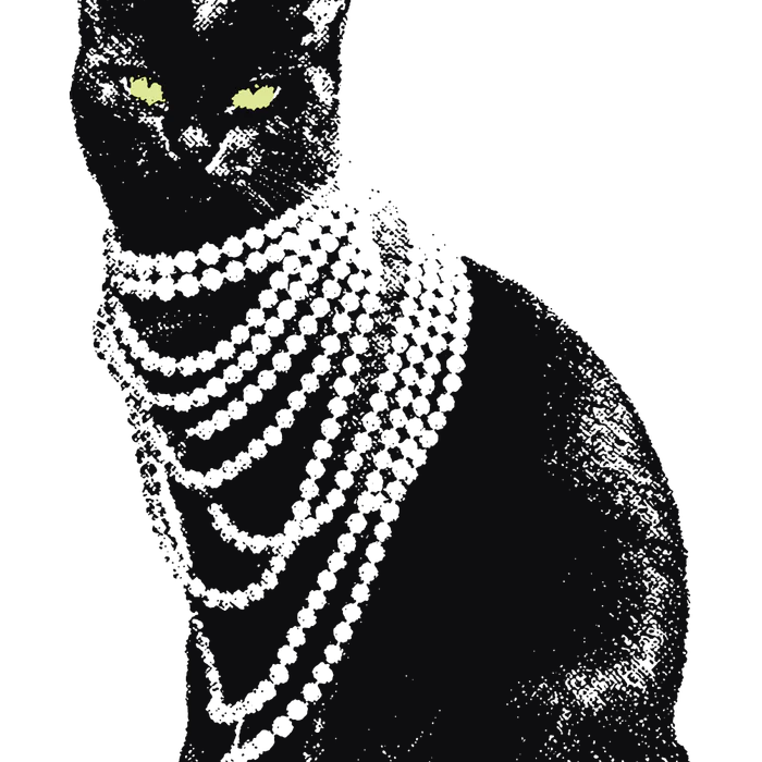 Sassy Black Cat in Pearls - Glam Diva Vibes