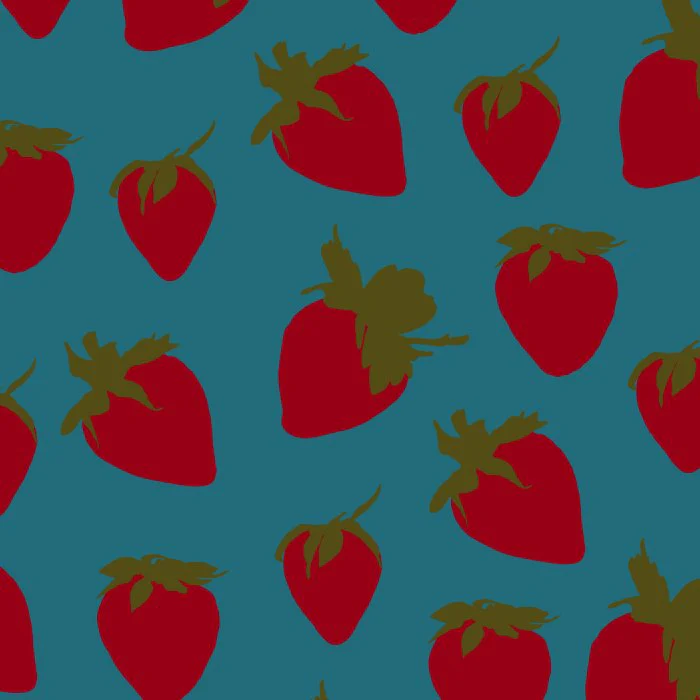 Strawberries Pattern on Blue