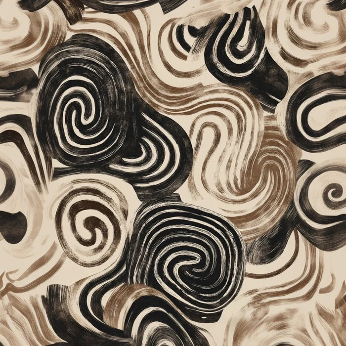 Tribal Earth Swirls - Boho Mudcloth Abstract in Black and Clay