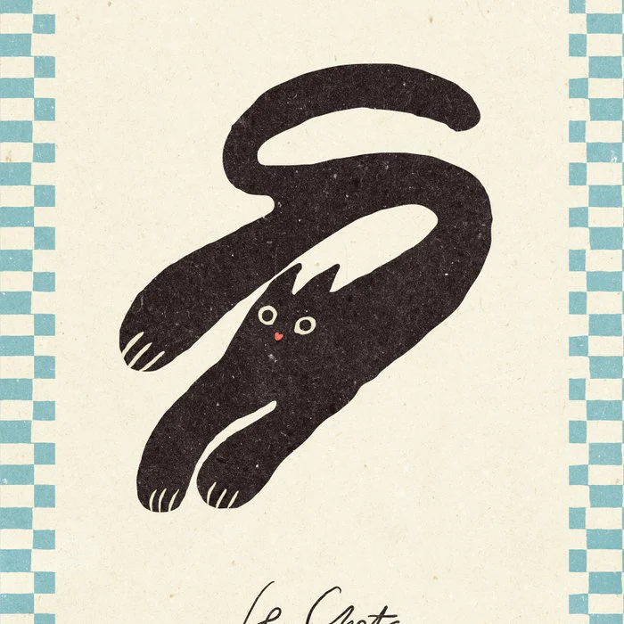 Cute black cat, modern art