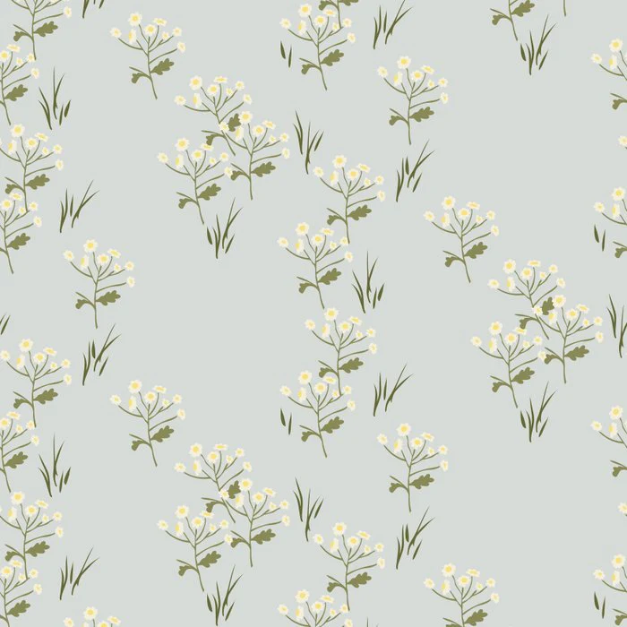 White flowers botanical pattern. Cottagecore