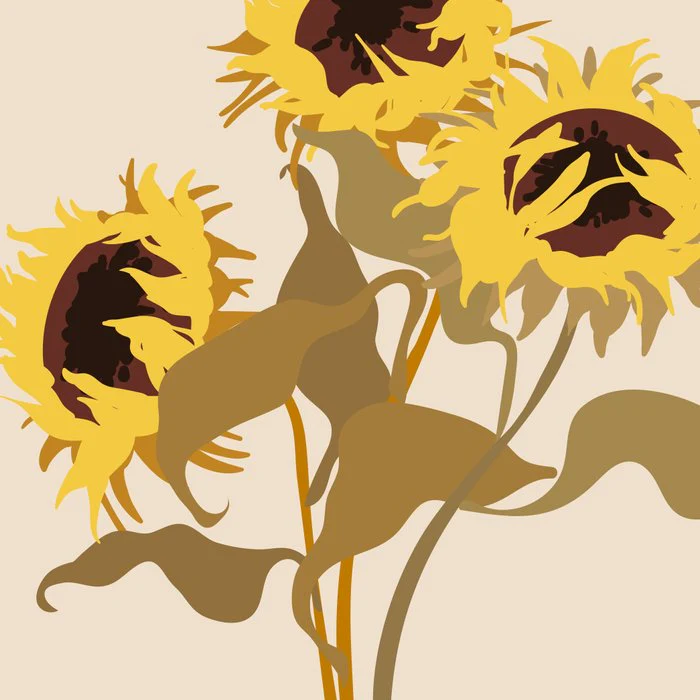 Abstract Sunflowers Bouquet, cottagecore style