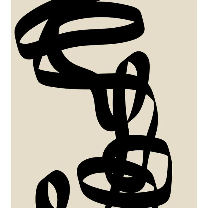 Abstract geometric fine line art. minimalistic black ribbon