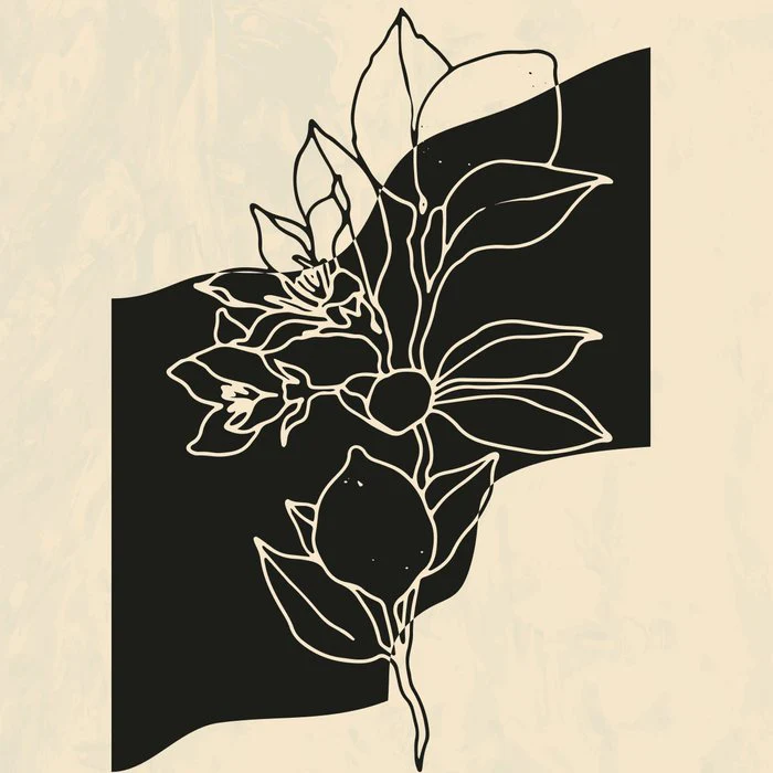 Modern abstract contour flower