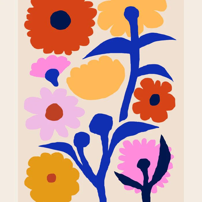 Flower Market, Helsinki, Modern Art, Floral art, Flower illustration, Aesthetic print.