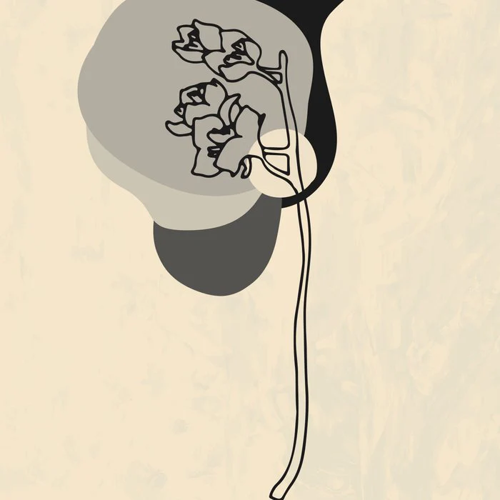 Abstract modern fine line Flower. Geometric monochrome shapes