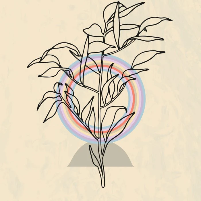 Abstract modern contour Flower. Colorful Rainbow