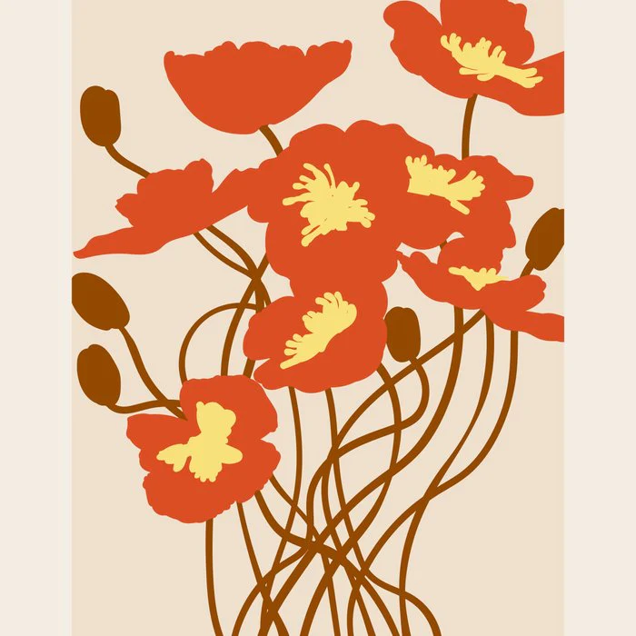 Flower Market, Barcelona, red abstract bouquet