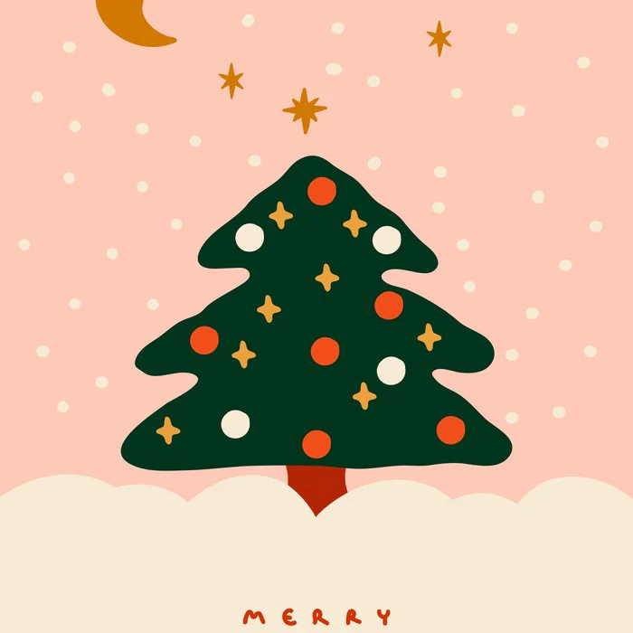 Winter New year fir tree, Merry christmas quote