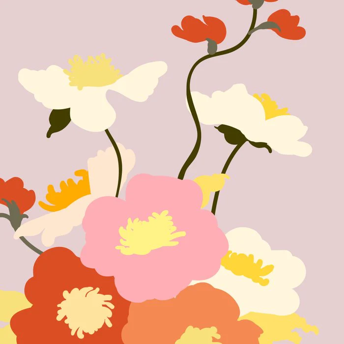 Colorful abstract Flowers Bouquet, pretty pastel colors