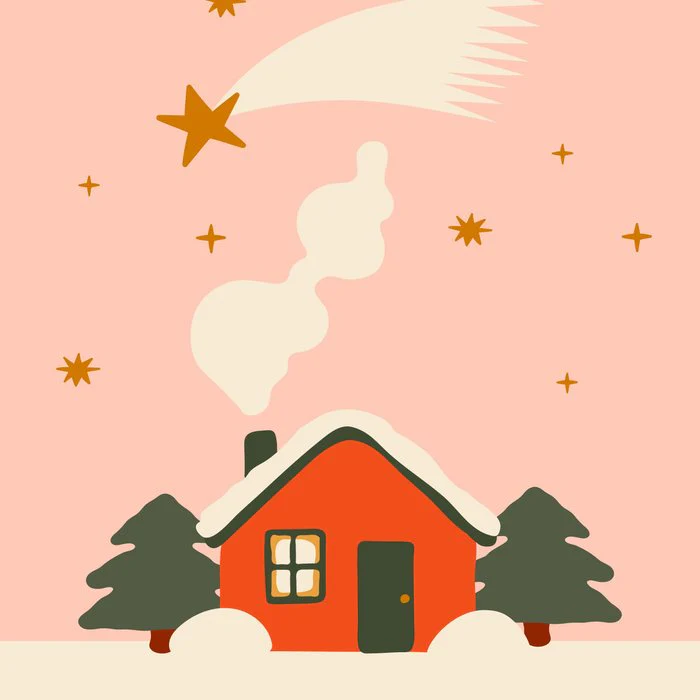 Red Christmas house, Magic time quote, Sweet home vibes