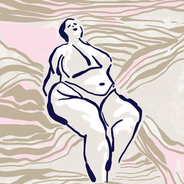 Follow the lines Serene woman in the water