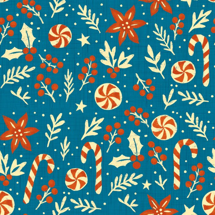 Retro Christmas Candy Foliage in Teal