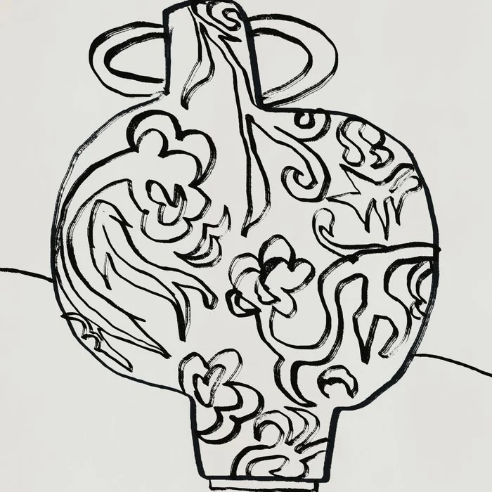 Black and White Floral Vase