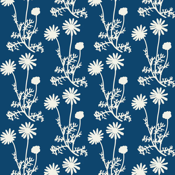 Wild Daisies Floral Botanical Pattern in Jewel Blue