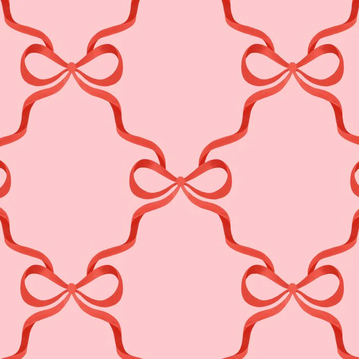 Christmas Coral Bows on Pink Ribbon