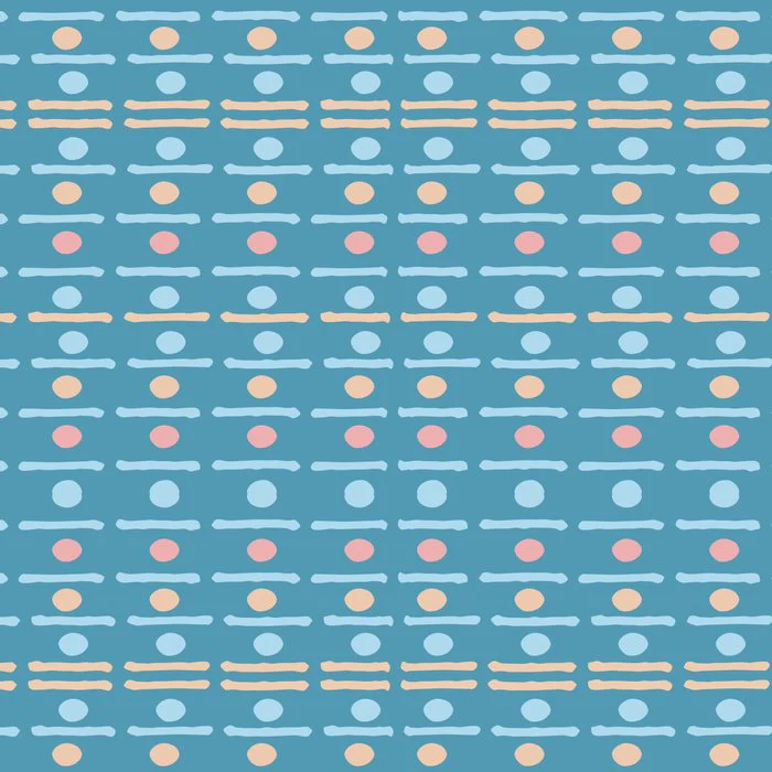 Organic Dots and Stripes in cobalt blue, peach, and light blue